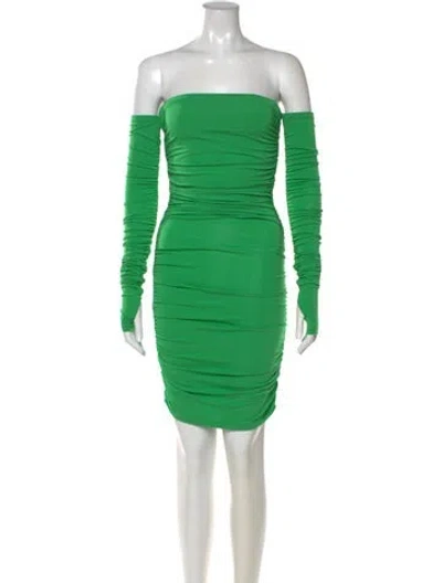 Pre-owned The Andamane Off-the-shoulder Mini Dress In Green