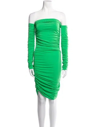 Pre-owned The Andamane Off-the-shoulder Mini Dress W/ Tags In Green