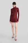 The Andamane Oleandra Turtle-neck Draped Mini Dress In Red