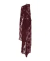 The Andamane Lace Draped Maxi Dress In Brown