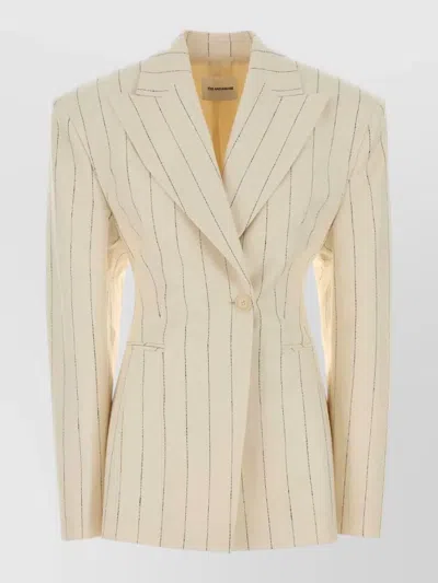 The Andamane Ottavia Blazer Viscose Blend Vertical Stripes In Brown