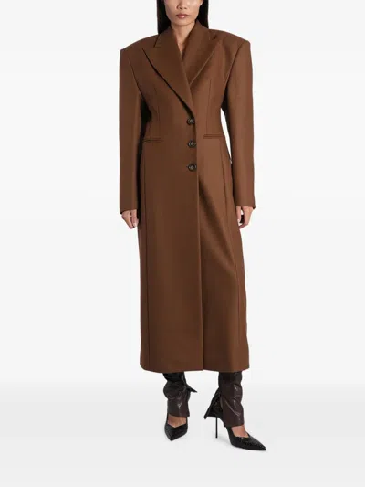 The Andamane Ottavia Single-breasted Coat In Brown