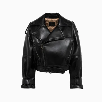 The Andamane Oversized Leather Jacket In Black