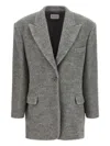 The Andamane Padded-shoulder Peak-lapel Blazer In Gray