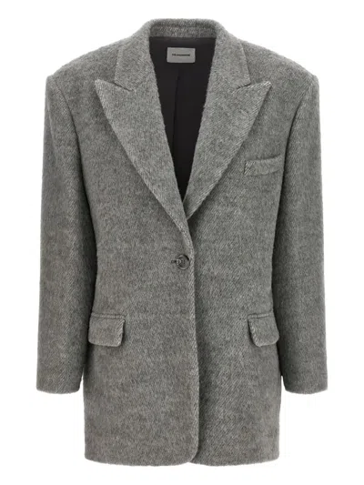 The Andamane Padded-shoulder Peak-lapel Blazer In Gray