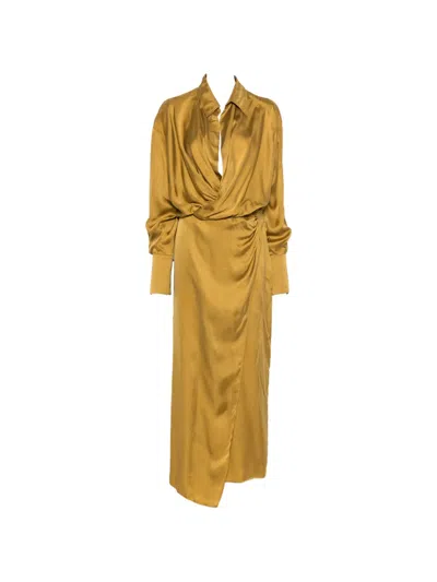 The Andamane Paloma Long-sleeve Maxi Dress In Yellow