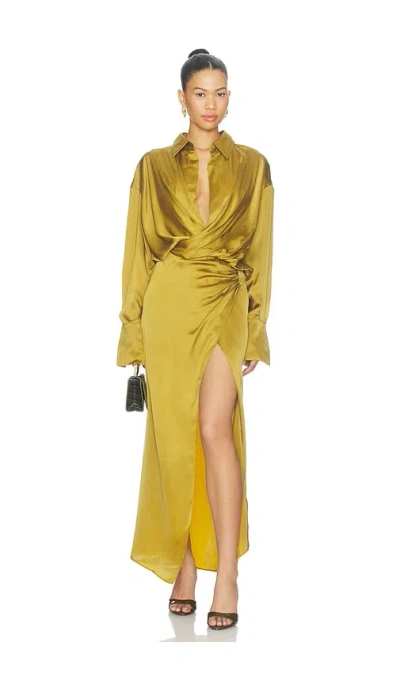 The Andamane Paloma Shirt Maxi Dress In Mustard