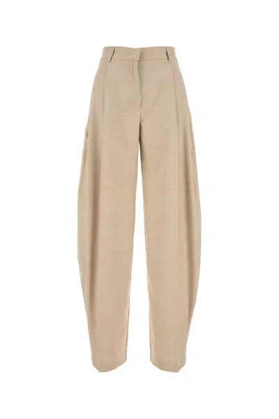 The Andamane Beige Stretch Polyester Blend Pant In Beige O Tan
