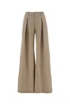 The Andamane Cappuccino Wool Wide-leg Pant In Brown