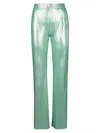 The Andamane Shiny Jersey Gaia Flare Pants In Green