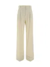The Andamane 'nathalie' Ivory Wool Blend Trousers In White