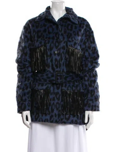 Pre-owned The Andamane Patterned Coat In Blue