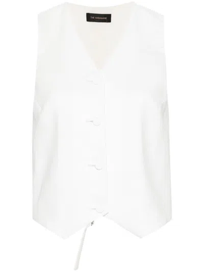 The Andamane Button-up Crepe Waistcoat In White