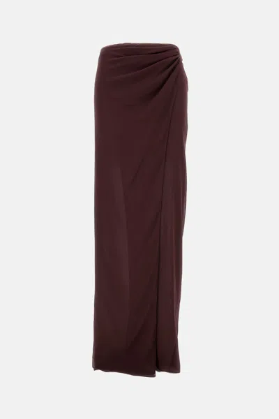 The Andamane Phoebe Wrap Midi Skirt In Burgundy