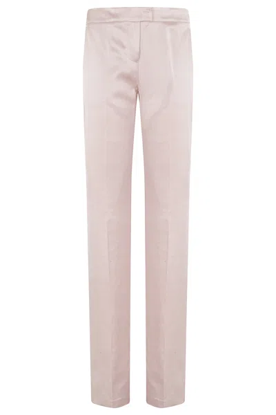 The Andamane Pink Gladys Textured Satin Flared Viscose-blend Pants