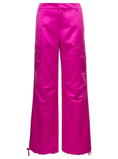 THE ANDAMANE PINK HIGH WAISTED CARGO PANTS STRAIGHT LEG WITH CARGO POCKETS IN POLYESTER WOMAN