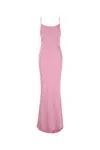 The Andamane Draped Back Satin Finish Spaghetti Straps Dress In Pink