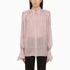 The Andamane Pink Semi-transparent Silk Polka Dot Shirt Women