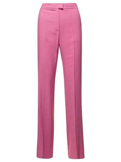 The Andamane Pink Straight Trousers Galdys In Viscose Woman