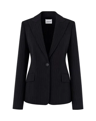 The Andamane Pinstripe Blazer In Black