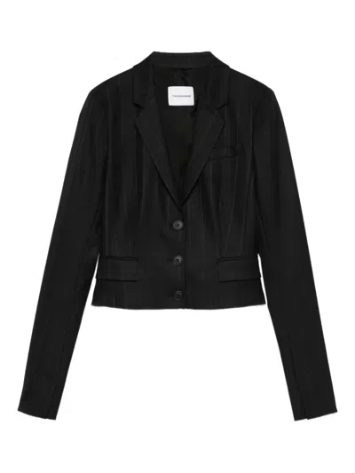 The Andamane Pinstripe Cropped Jacket In Black