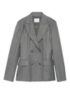 The Andamane Pinstripe Double-breasted Blazer In Gray