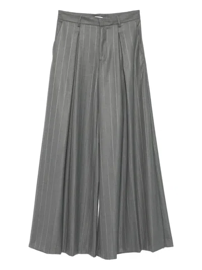 The Andamane Wide-leg Trousers Featuring Pinstripe Pattern In Gray