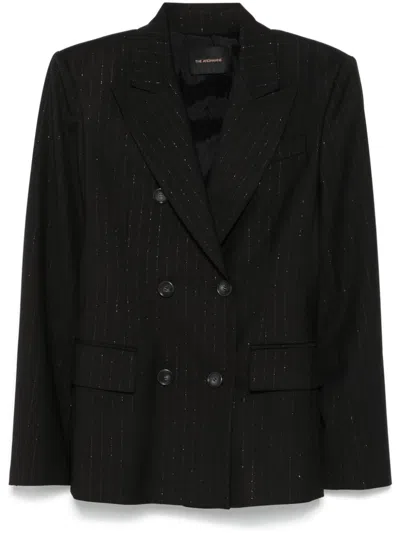 The Andamane Pinstriped Blazer In Black