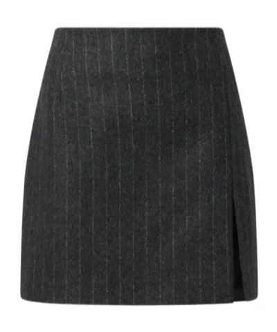 The Andamane Pinstriped Wool Skirt In Gray