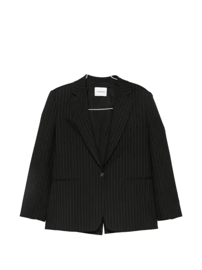 The Andamane Pinstripe-pattern Blazer In Black