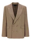The Andamane 'pixie' Blazer Double-breasted Structured Shoulders In Brown