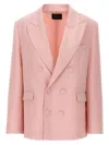 The Andamane Structured Blazer With Shoulder Padding And Multiple Pockets In Pink