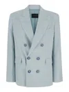 THE ANDAMANE LIGHT BLUE SINGLE-BREASTED BLAZER IN LINEN STRETCH WOMAN