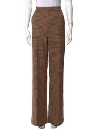 Pre-owned The Andamane Plaid Print Flared Pants In Brown