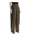 The Andamane Khaki Wide Leg Viscose Trousers With Front Pleats In Green