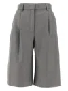 The Andamane Pleated-front Bermuda Shorts In Gray