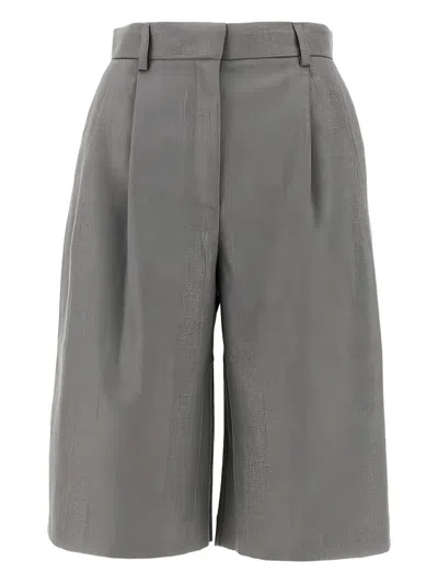 The Andamane Pleated-front Bermuda Shorts In Gray