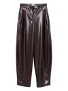 The Andamane Pleated Leather Trousers In Purple