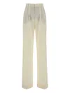 The Andamane Stretch Gabardine Palazzo Trousers Featuring Pleats In Neutral