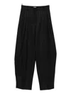 The Andamane Pleated Pinstripe Trousers In Black