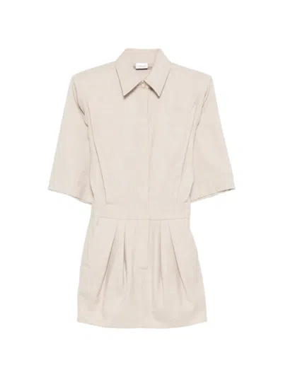 The Andamane Pleated Shirt Dress In Neutral