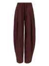 The Andamane Drawstring Waistband Pleated Taffeta Pants In Red