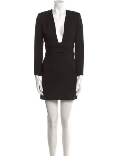 Pre-owned The Andamane Plunge Neckline Mini Dress In Black
