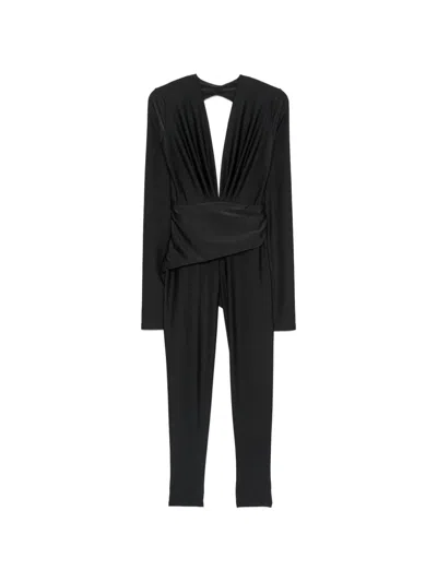 The Andamane Plunging Backless Jumpsuit In Black