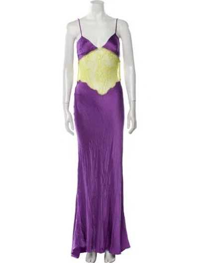 Pre-owned The Andamane Printed Long Dress In Purple