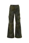 The Andamane Printed Synthetic Leather Cargo Pant In Black/yellow