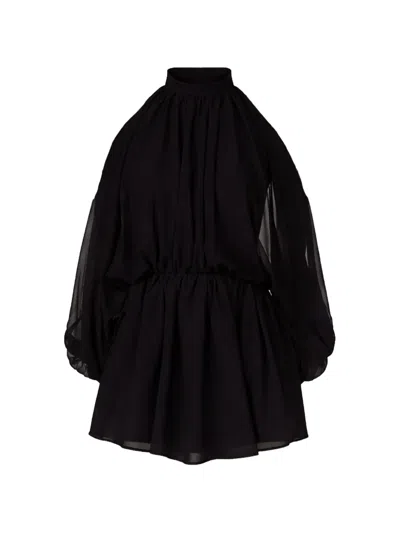 The Andamane Cold Shoulder Vesta Playsuit With Puff Sleeves In Black