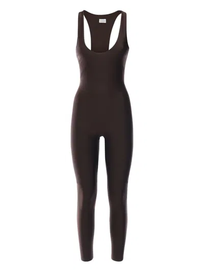 The Andamane Racer-back Scoop-neck Jumpsuit In Brown