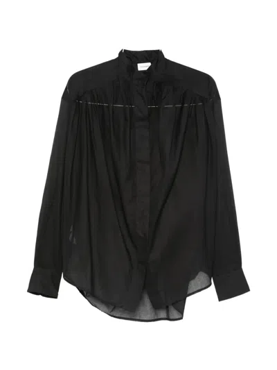 The Andamane Rania Gathered Semi-sheer Blouse In Black
