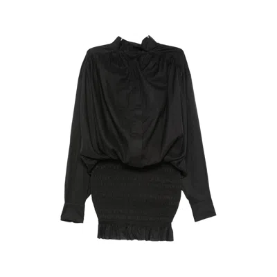The Andamane Rania Shirred Mini Dress In Black